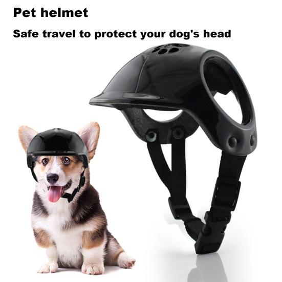 Pet Helmet with Ear Holes Dog Safety Hat Windproof Adjustable Puppy Motorcycle Helmet for Outdoor Riding Hiking Cycling