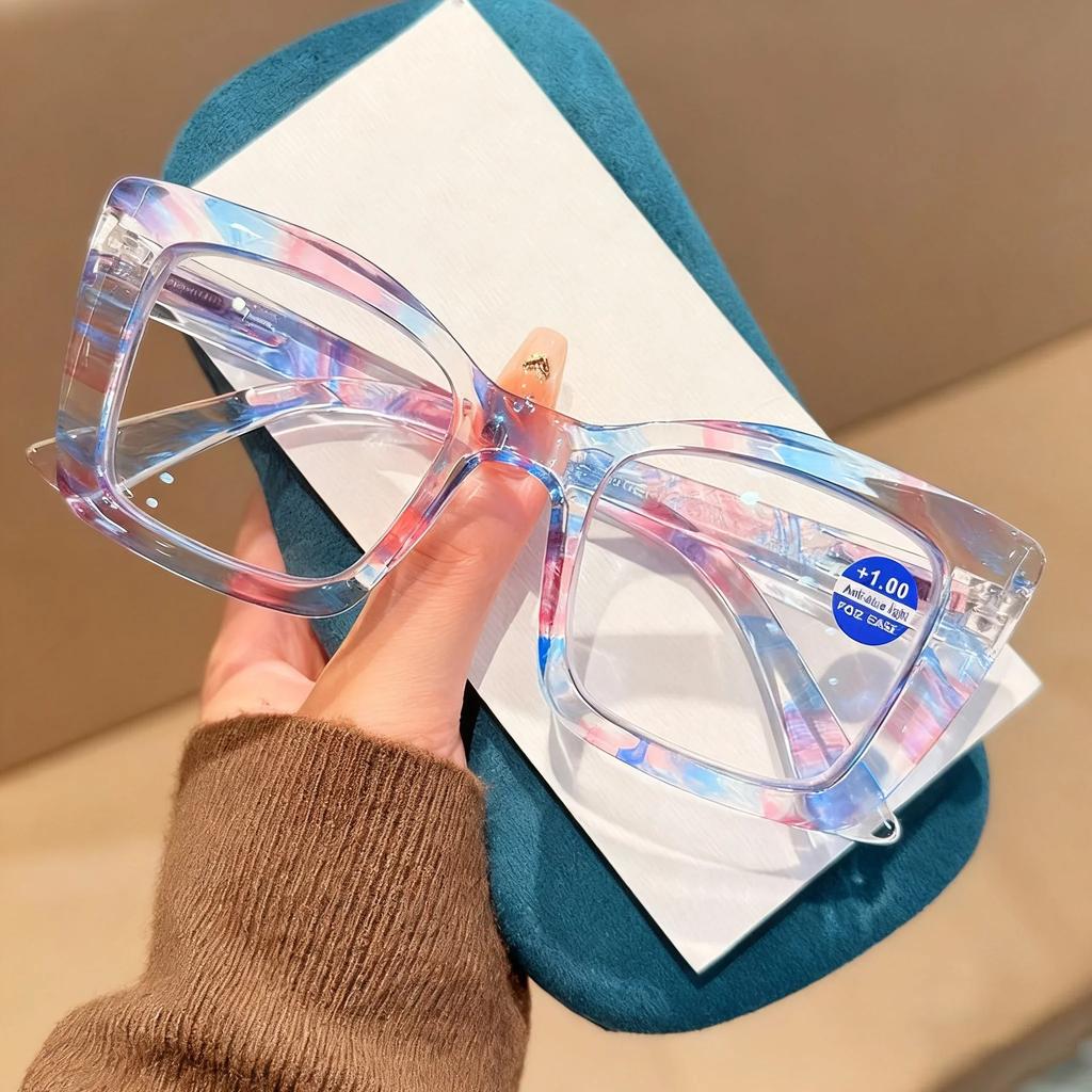 New Premium-Style Printed Reading Glasses for Seniors Trendy Clear Frames with Blue Light Protection Presbyopia Glasses