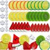 48 Pcs Fake Fruit Slices Ice Cubes Artificial Fruits Fake Lemon Slices Watermelon Strawberries Kiwi with Ice Rocks- Perfect for  Christmas Decorations
