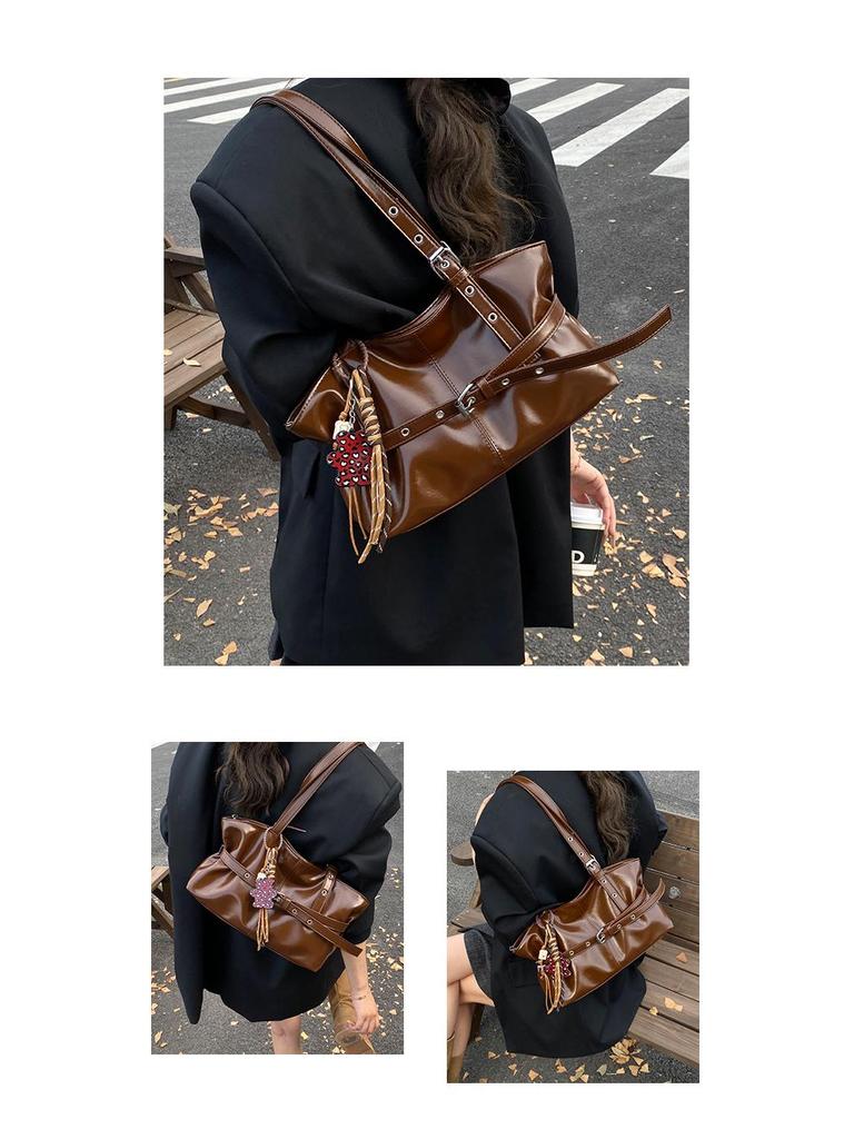 Кожаная сумка-тоут в корейском стиле класса люкс: Женская сумка подмышку большой вместимости