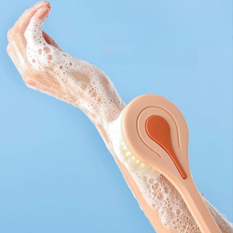 Long Handle Bath Brush Soft Hair Back Bath Brush Bathroom Body Bath Brush Mud Back Scrubber Shower Massage Exfoliation Brush