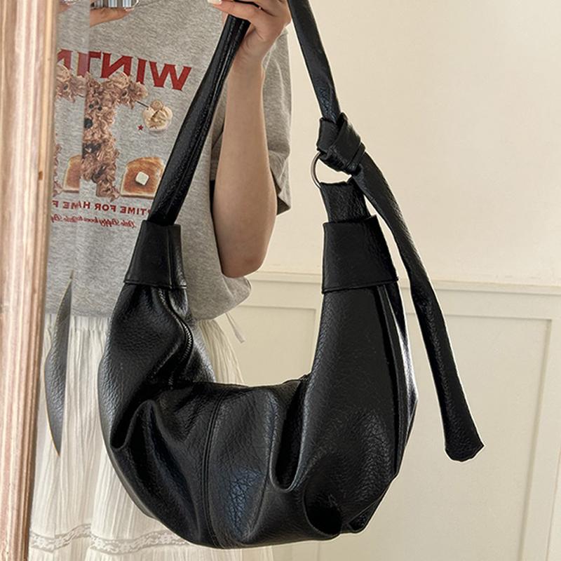 Корейская винтажная плиссированная сумка-хобо через плечо женская из мягкой ПУ кожи, сумка-пельмень, летняя повседневная, большой вместимости, на плечо KTY