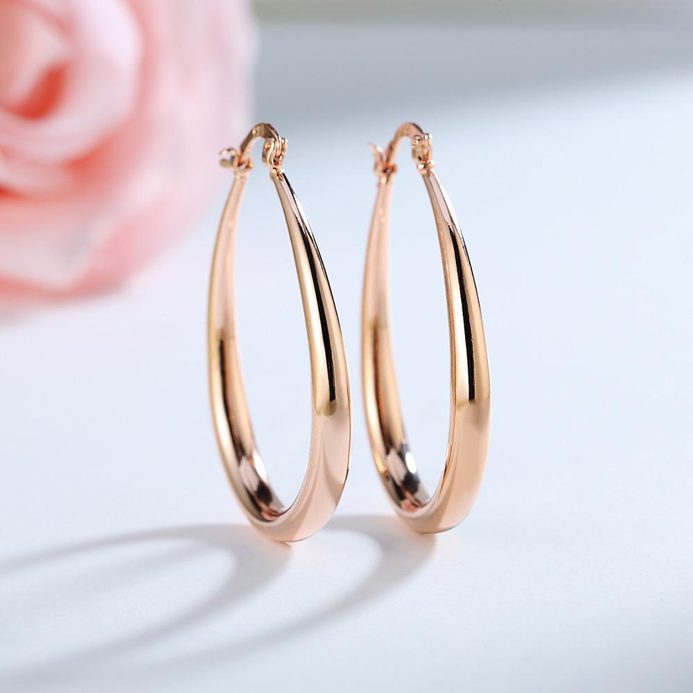 925 Sterling Silver 4 .4cm Oval Earrings High Quality 18k Gold Plated Fashion Jewelry Wedding Christmas Gift