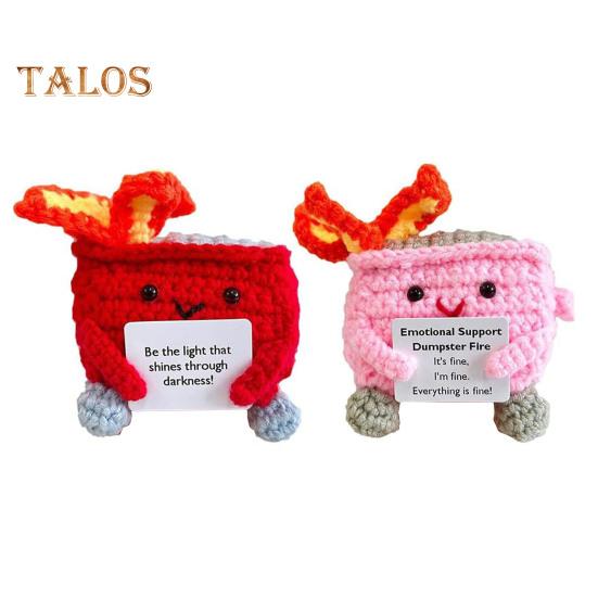 2 шт. Позитивный крючком мусорный контейнер в виде пламени с поощрительной открыткой, эмоциональная поддержка, ручная работа, вязание, мусорный бак, кукла, украшение, орнамент