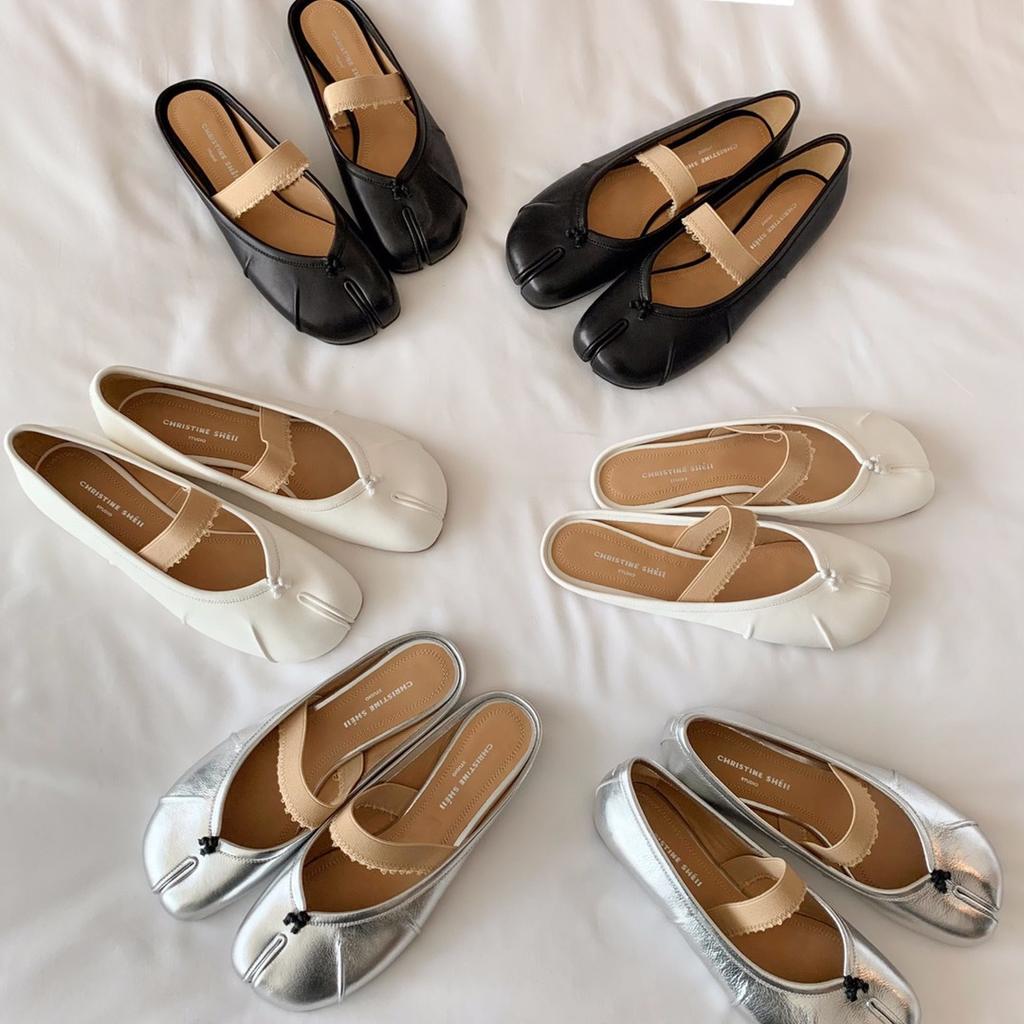 Найди второй волосок! Модная универсальная новая обувь Мэри Джейн с раздвоенным носком из овчины на плоской подошве, женские полушлепанцы на лето