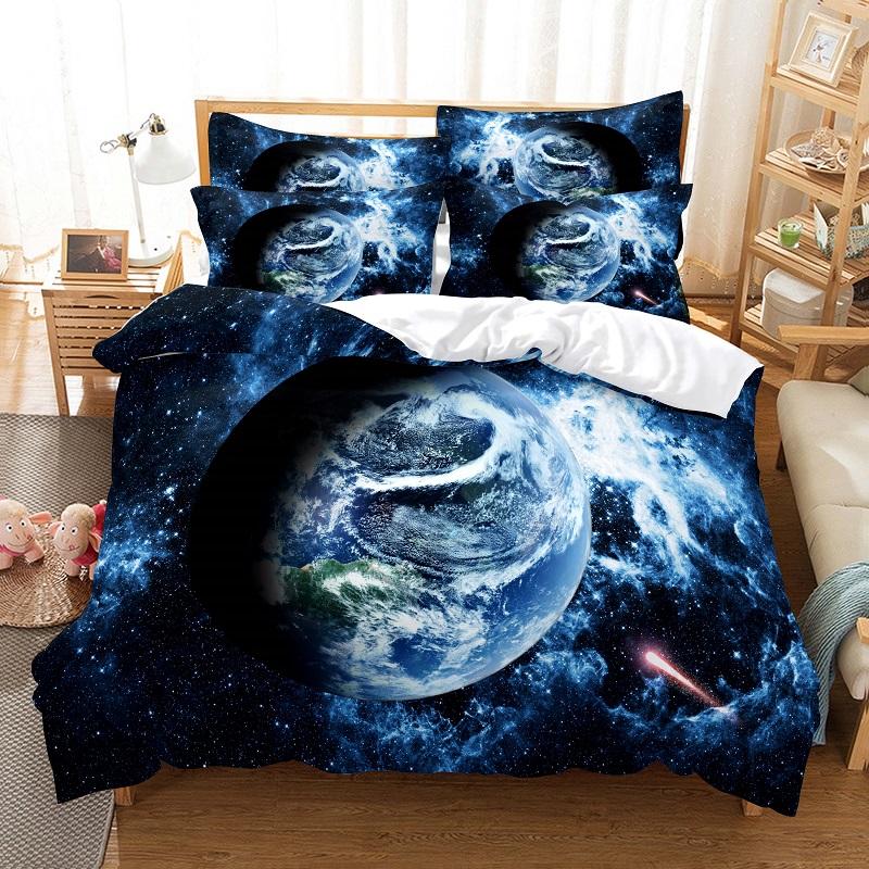 Planet Bedding Earth Duvet Cover Set 3D Digital Printing Bed Linen Fashion Polyester Comforter Cover Bedding Sets King Full Size