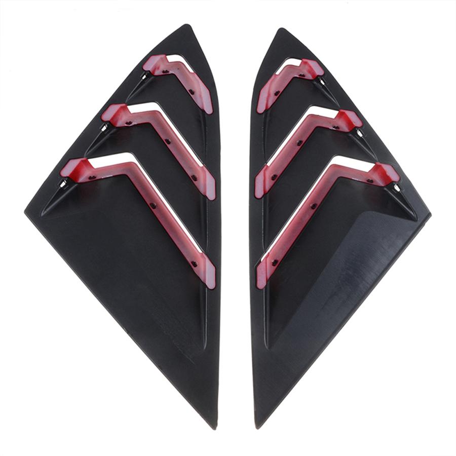 lack+Red Rear Side Vent Window Louver Cover Trim For Honda Civic Sedan 2016-21