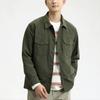 Uniqlo Однотонная куртка с карманами, однобортная, унисекс, темно-оливковая 455093-57