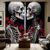 2 шт. HD Череп Роза Пара занавеска Черный галстук цифровой печатный занавес Домашний декор стиль Украсьте гостиную Спальня Носите штангу cu