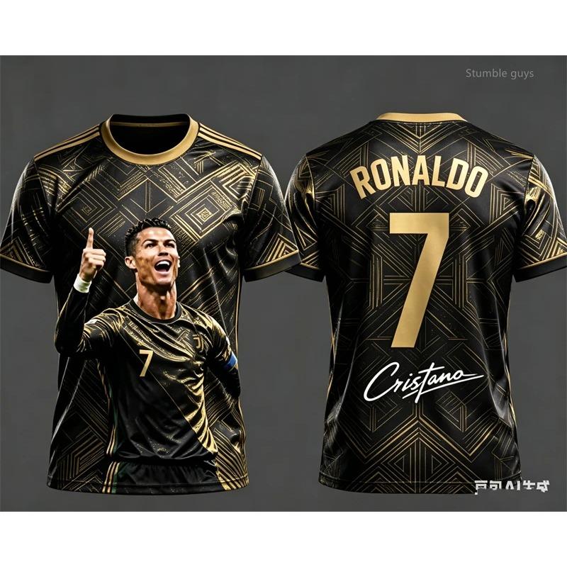 Летняя Мода Футболка с коротким рукавом Ronaldo 7 Спортивная одежда Оверсайз Майка Одежда для детей Уличный стиль