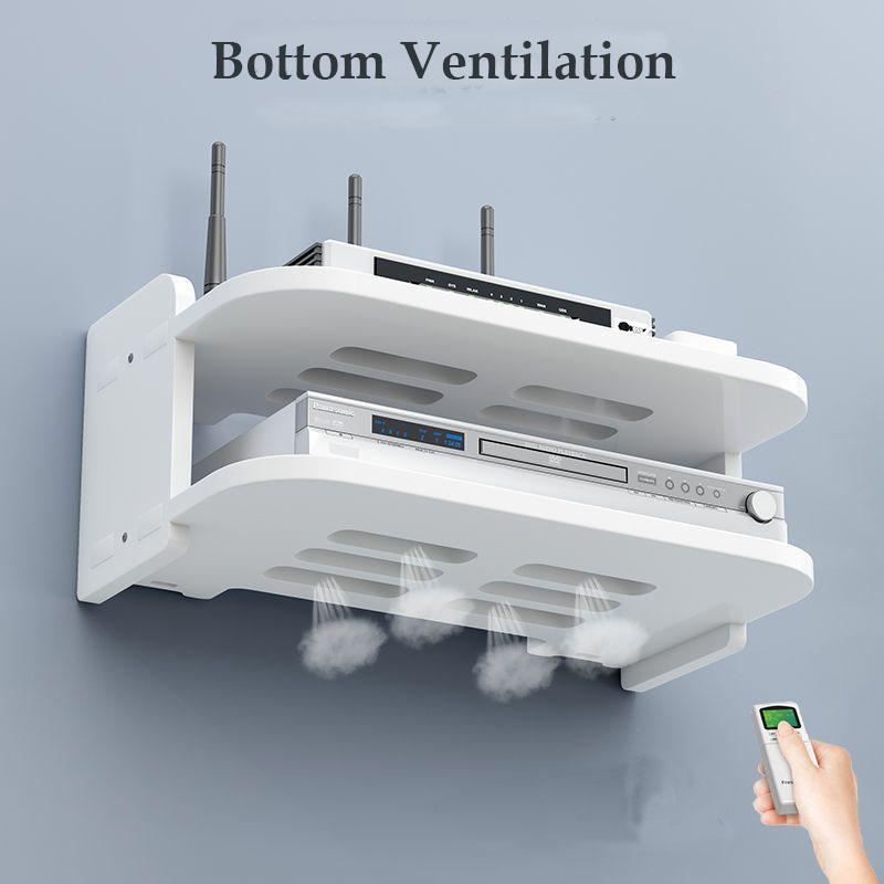 2-ярусная настенная полка без сверления для декора спальни, настенная полка для хранения, настенное крепление для хранения, полка для ТВ-приставки/маршрутизатора