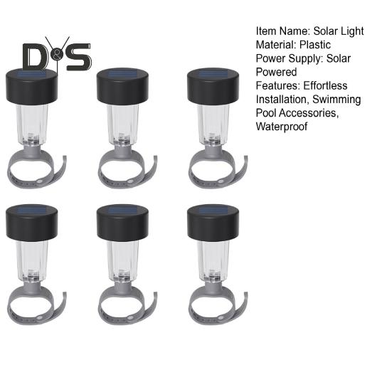 6 Pcs Solar Pool Lights Waterproof Outdoor Ground Pool Frame Lights Yard Garden Decoration Night Lights for Fence Framed Above Ground Pools