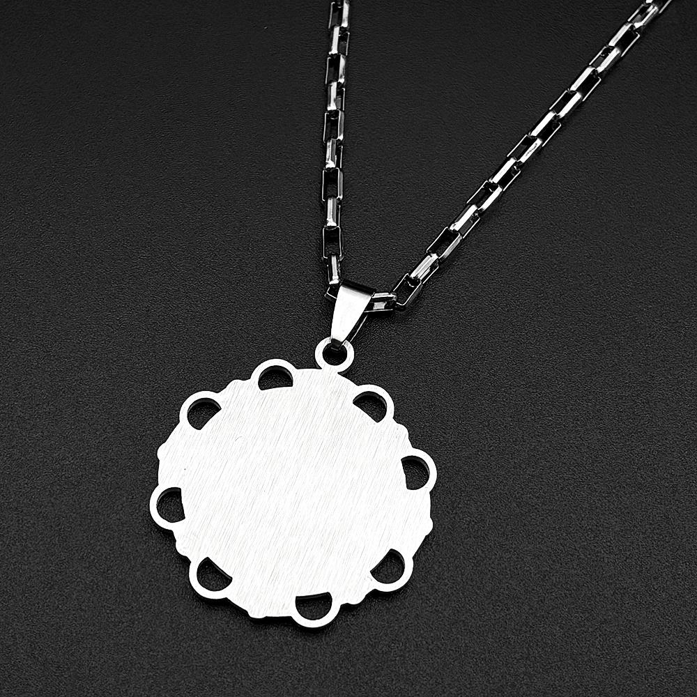 ST.Christopher Protect Us Hollow Floral Medal Rhinestones Pendant Necklace Stainless Steel Gold Plated Christian Chain Jewelry
