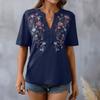 Женские модные повседневные летние весенние блузки и рубашки с цветочным узором и рукавами 1/2 с v-образным вырезом