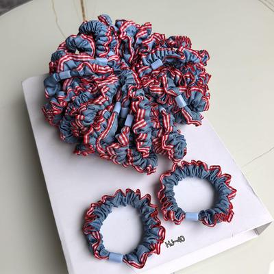 Джинсовая резинка для волос с маленькими голубыми цветами в корейском стиле - Нишевый дизайн, Универсальный аксессуар для хвостика