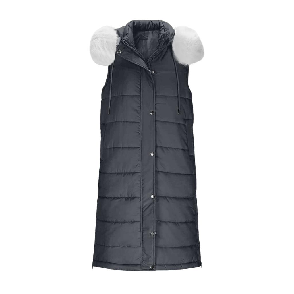 Женский длинный пуховик с капюшоном