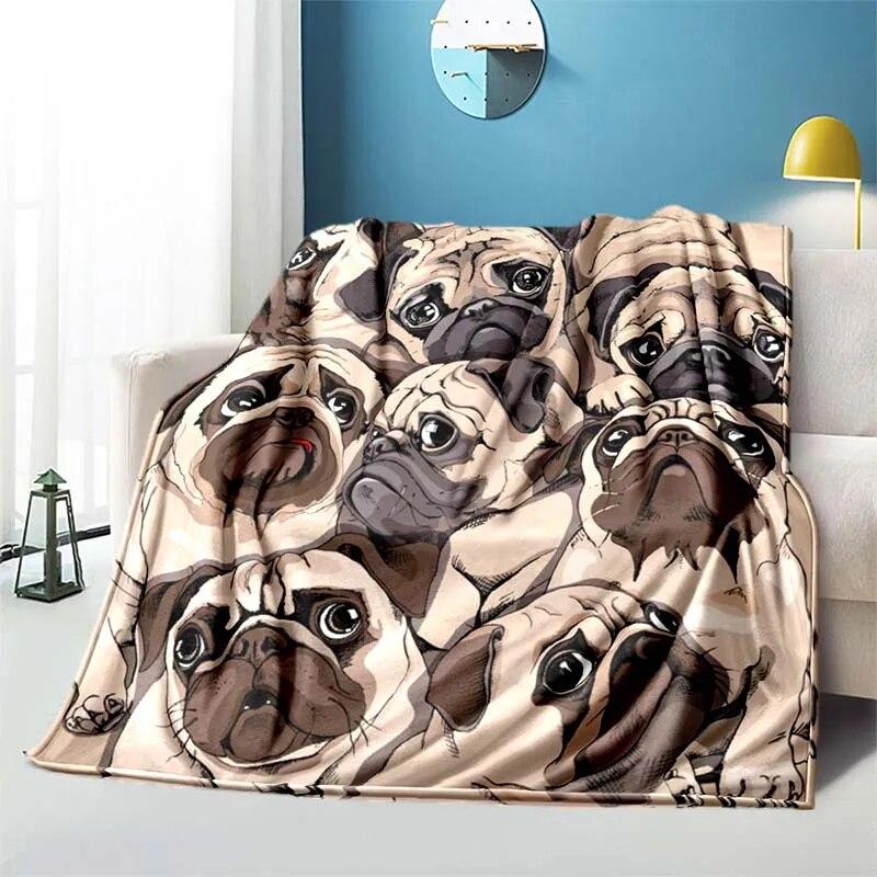 Cute Cartoon Puppy Blanket - Lightweight Flannel Throw for Sofa and Bed ,Digital Printed Blanket with Soft & Worm Flannel Fabric