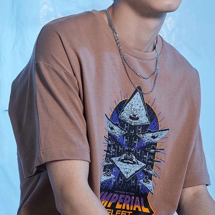 Футболка мужская с коротким рукавом Li Ning Star Wars Letter Print, свободная, коричневая AHSQ265-2