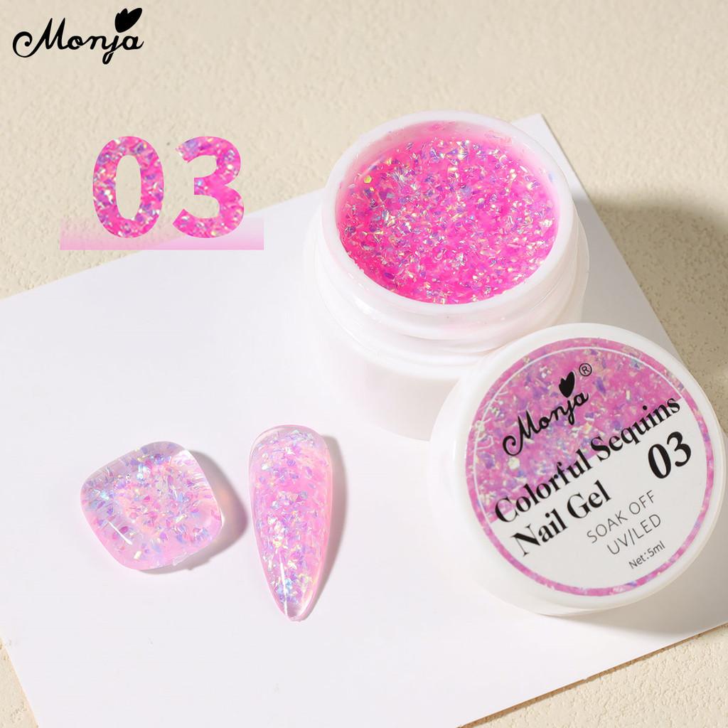monja 5 мл гель для ногтей УФ-лак сияющий красочный сказочный блеск блестки блестящий лак светоотражающие блестки замачиваемый УФ светодиодный маникюрный дизайн декор