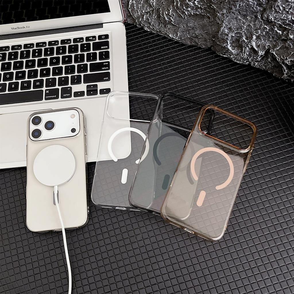 Прозрачный чехол для iPhone 17 Pro Max, совместимый с MagSafe, жесткий ПК чехол для телефона