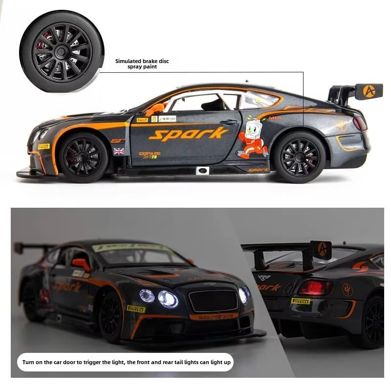 1:24 Bentley Continental GT3 литой игрушечный автомобиль из литого сплава модель автомобиля со звуком и светом и функцией инерционного движения игрушечный автомобиль для детей мальчик подарок