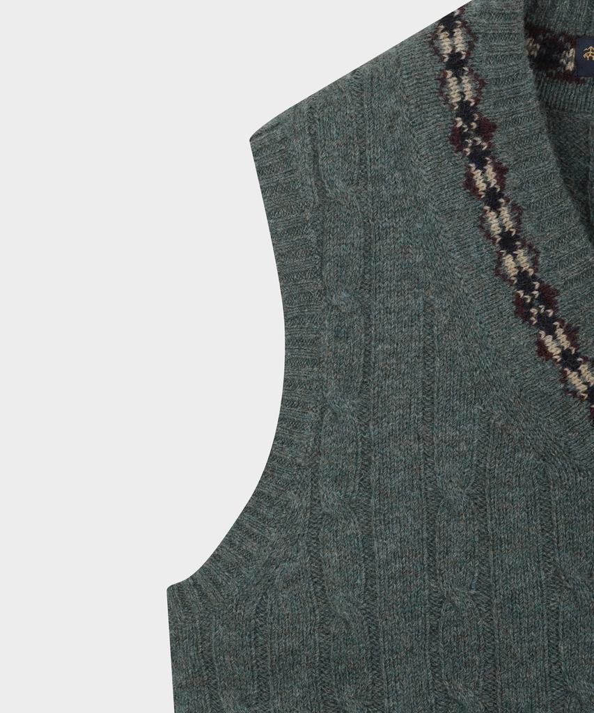 Brooks Brothers Wool Cable Pattern Vest (Green) (Bbwvmmf401)