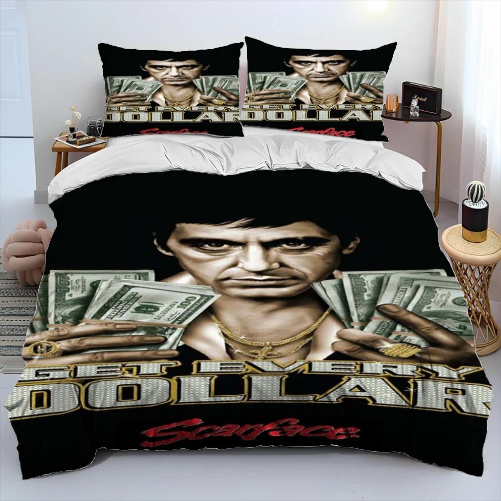 Tony Montana Scarfaces Duvet Cover Pillowcase Bedding Set Youth adults Girl Boys Bedroom Decoration 2/3pcs set Single Double