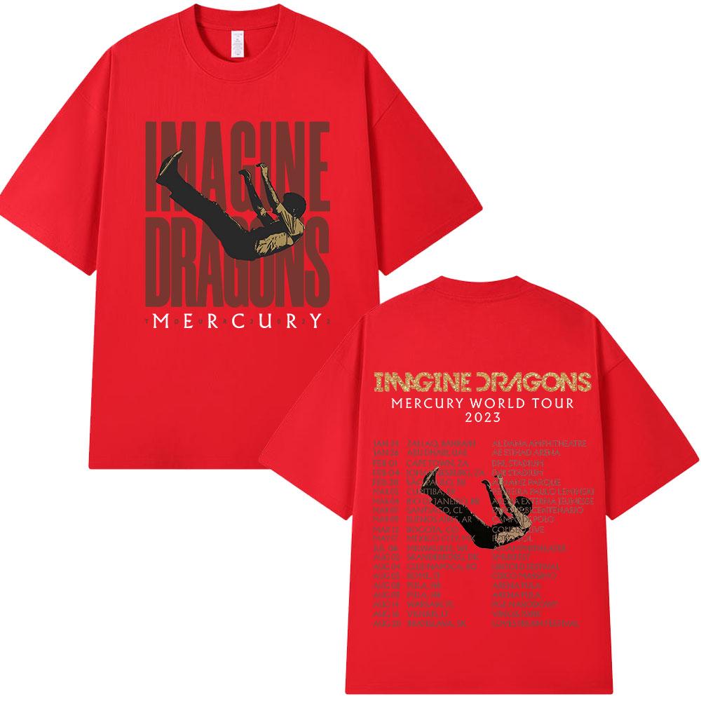 Imagine Dragons Mercury Tour Футболка с концерта Хип-хоп Рок-группа Футболка Мужская Женская Одежда Хлопок Свободная Футболки с Коротким Рукавом
