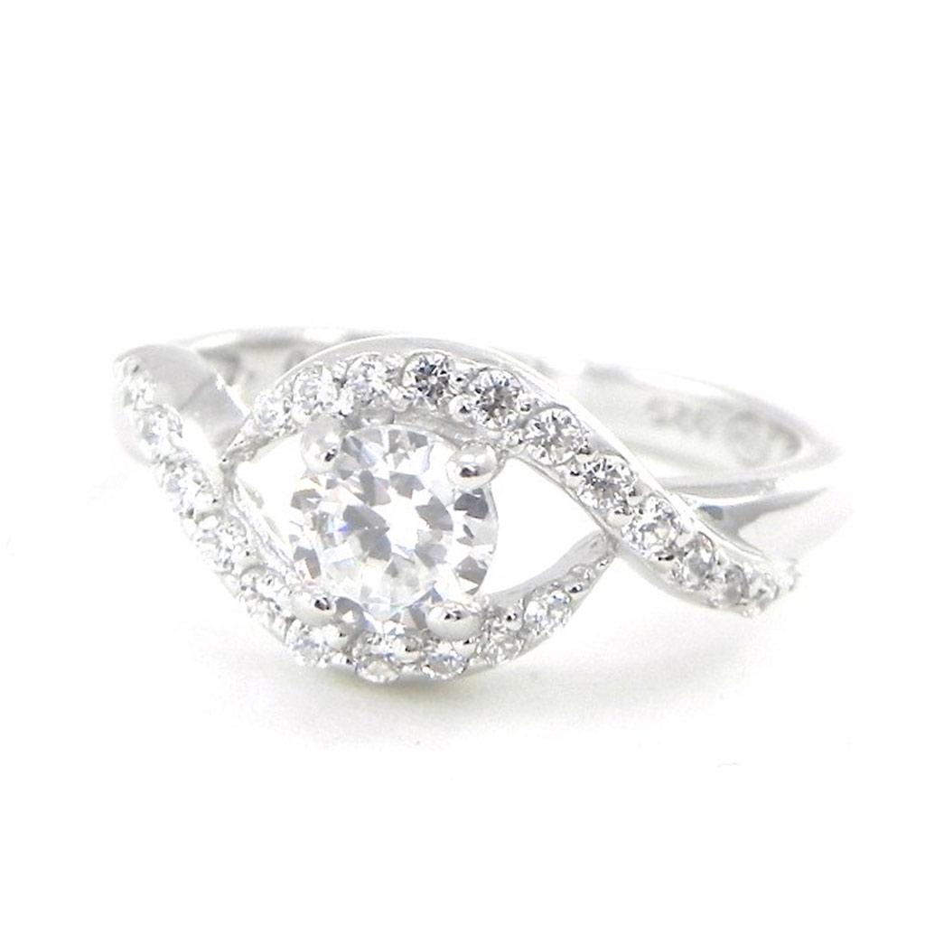 Серебряное кольцо 'Скарлетт' серебристо-белое (родий) - 9 мм