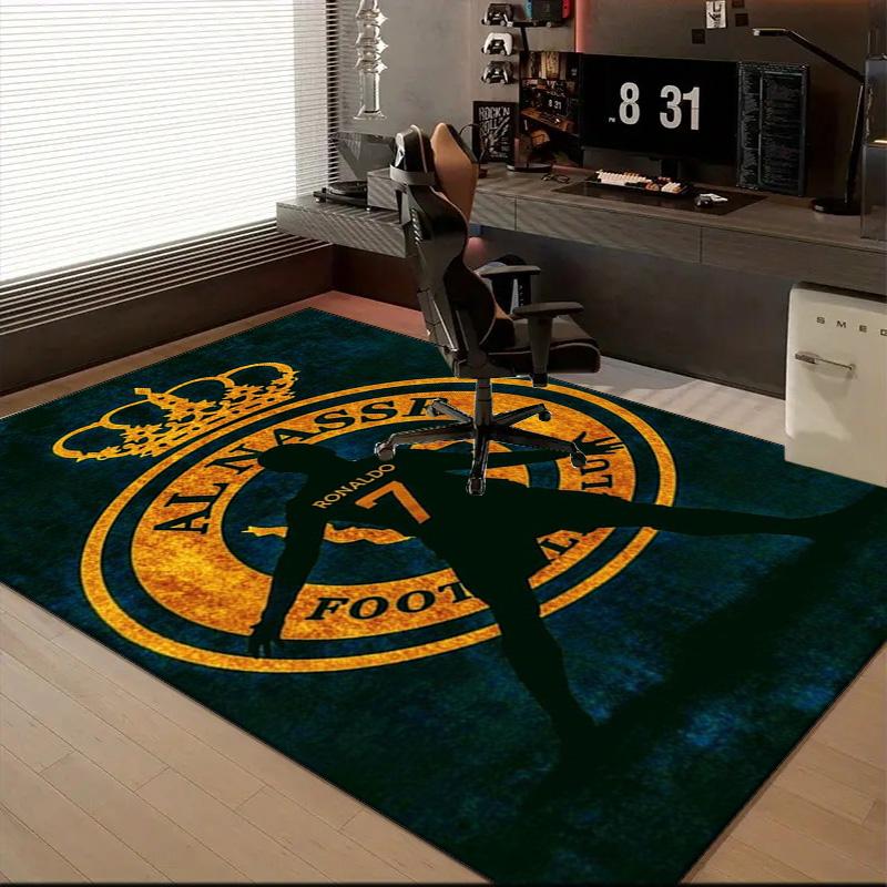 Nassr Football Club Crest Printed Office Carpet Chair Cushion Entryway Rug, Rugs for Living Room, Bedroom Christmas gifts