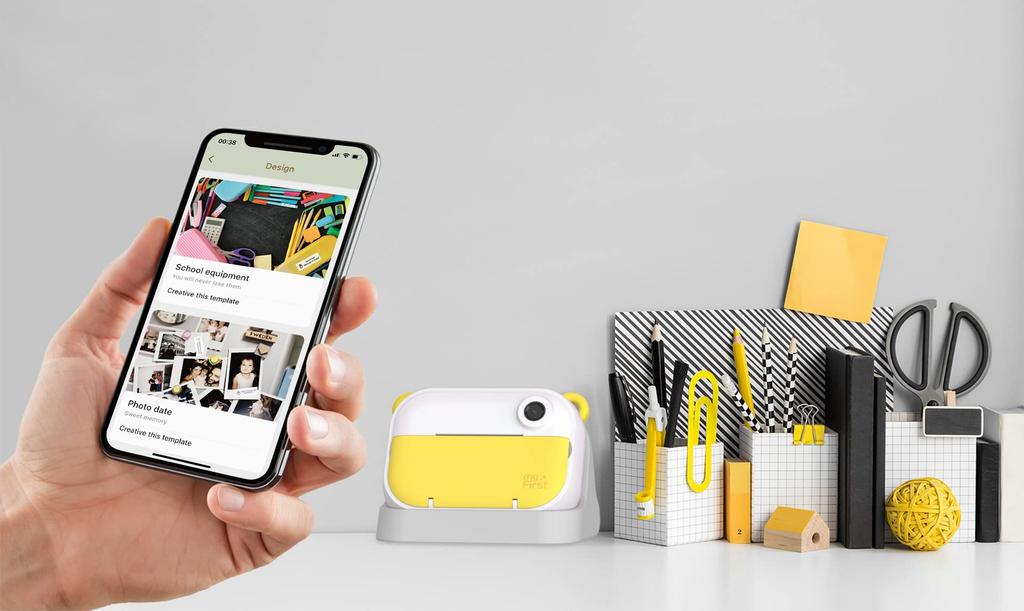 myFirst Camera Insta Home Digital Photo and Label Printer Edit Images with the Dedicated App Inkless Green Wi-Fi 3-in-1 Camera, Printer,