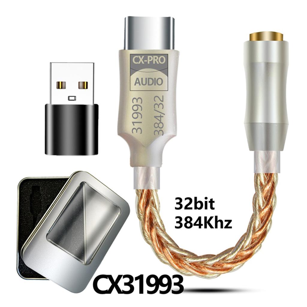 USB CC 32 бит 384 кГц USB C на 3,5 мм декодер адаптер с чипом CX31993 USB C адаптер для наушников 3,5 мм C адаптер