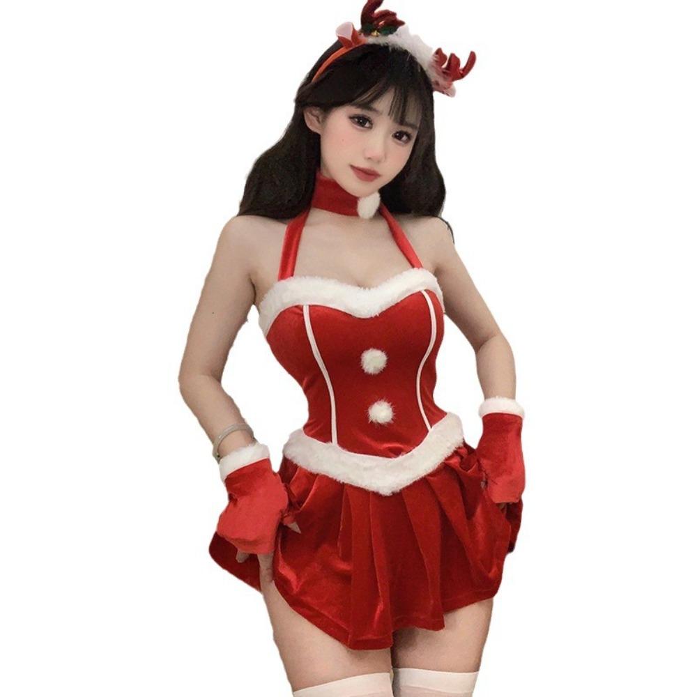 Рождественское платье Domila, женское бархатное платье, чистое похоть, сексуальный женский костюм для трансляции в прямом эфире, сценический костюм на Хэллоуин