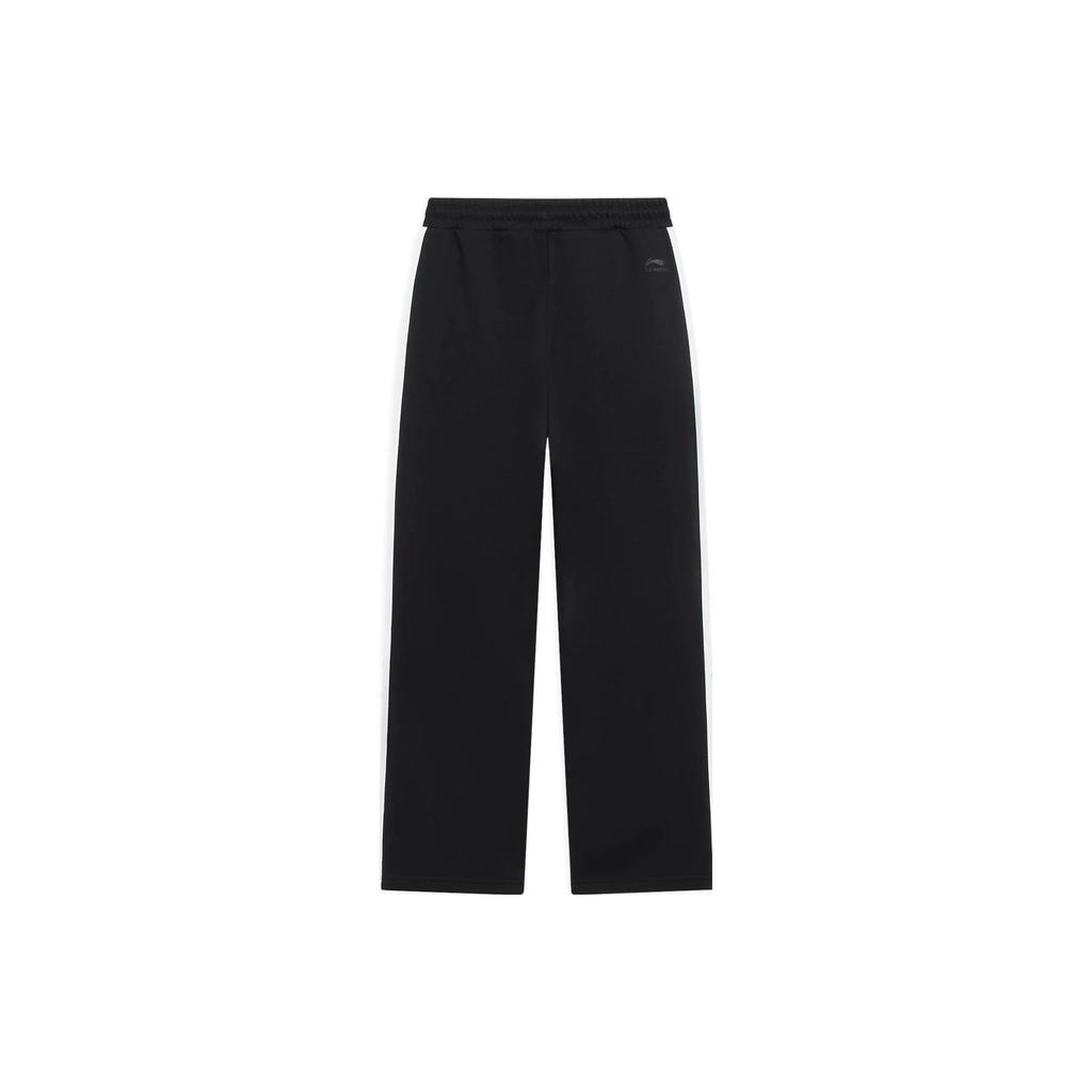 Женские спортивные штаны Li Ning Sports Lifestyle Series, однотонные, в полоску, на шнурке, из флиса, теплые, свободные, черные AKLSH10-1