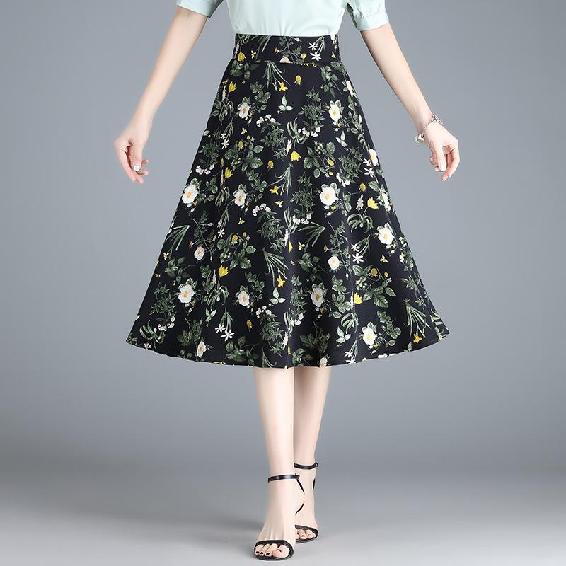 Юбка-бюст женская летняя плиссированная юбка с цветочным принтом и высокой талией, женская драпированная универсальная шифоновая юбка, весенняя женская маленькая