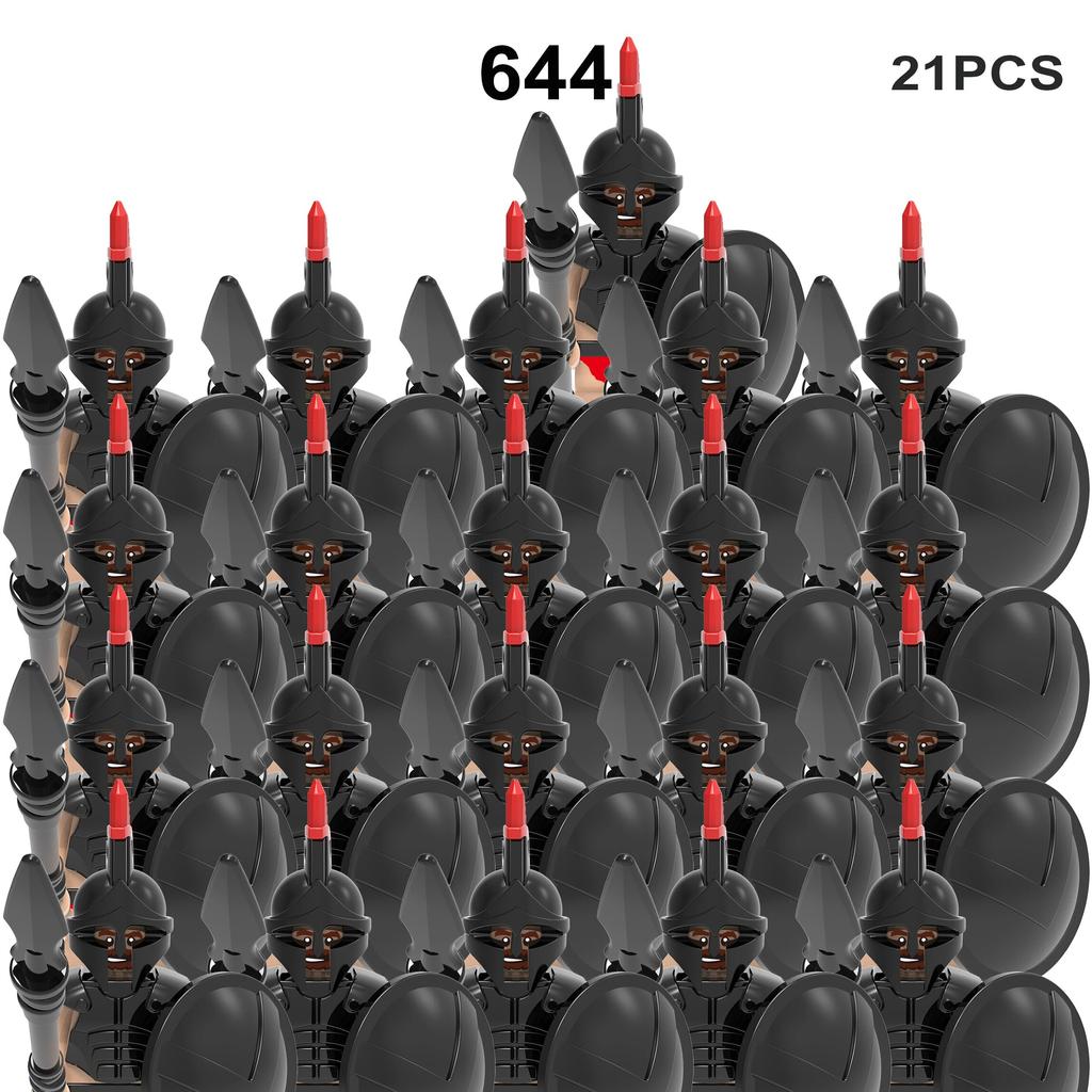 MOC средневековые военные армейские строительные блоки, римский солдат, меч, фигурки, рыцари, щит, оружие, аксессуары, кирпичи, игрушки