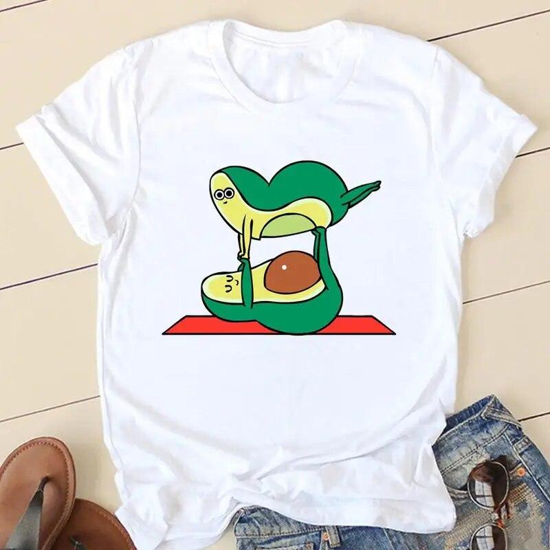 Women Avocado Love Sweet 90s Short Sleeve Graphic Tee T-shirts Female Ladies Fashion Casual Clothing Summer Tshirt Clothes