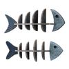 Farmhouses Blue Wood Fish Wall Art Hanging Shelf With Antique Finish For Lake House Study Bathroom Storage Organizers