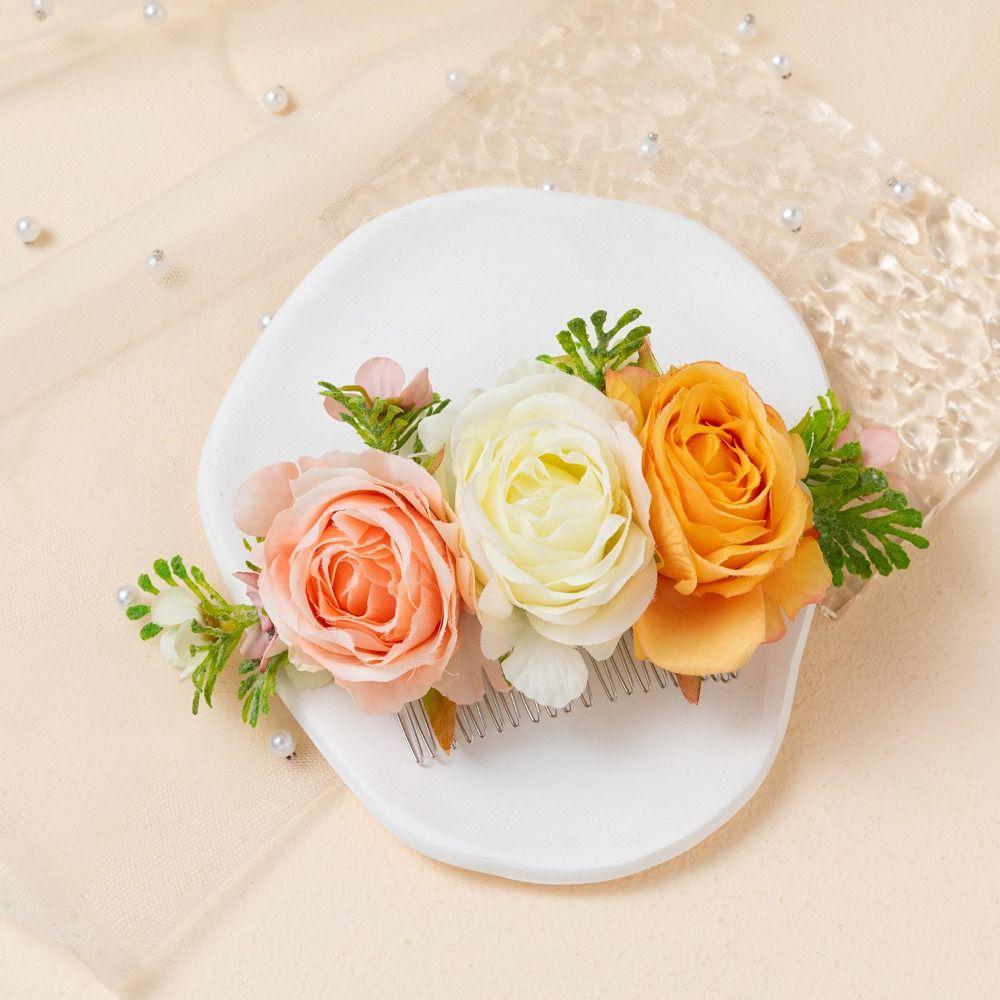 Свадебные аксессуары для волос Цветочный лист Расческа для волос Цветочная расческа для волос Свадебные украшения для волос с кристаллами