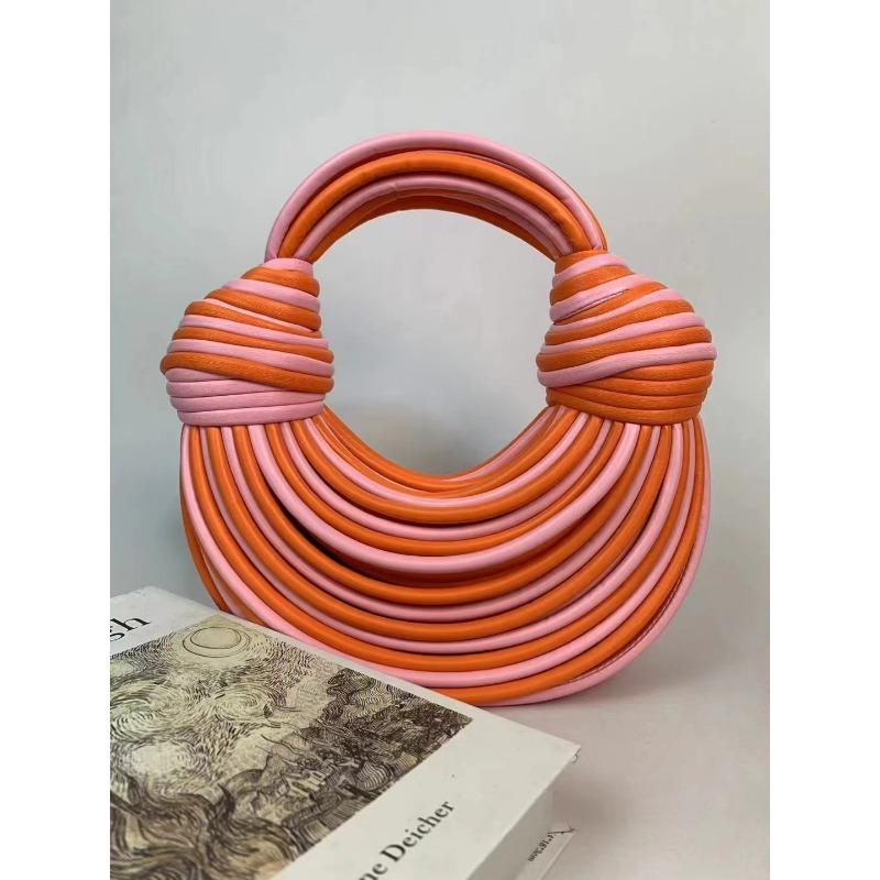 Hand Woven Knotted Noodles with Long Shoulder Straps Hand-wrapped Bag Light and Small