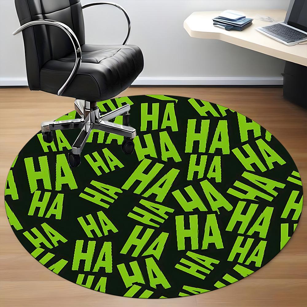 1pc HAHA, Green Print Carpet, Round Non Slip Durable Large Size Office Carpet, Suitable for Office