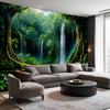2D Turquoise Pool Waterfall Tapestry Lush Rainforest Photography Background