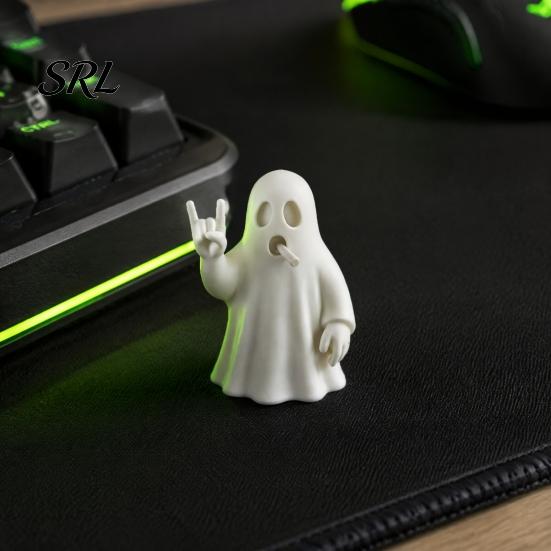 Gothic Desktop Ornaments 3D Printed Rock Ghost Figurine, Cool Hand Gesture Statue, Matte Trendy Metal Statue White Desk Decor for Bedroom Gaming