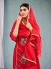 Women Red Embroidered Kurta Palazzo Set with Dupatta Ethnic Party Wear Indian Suit