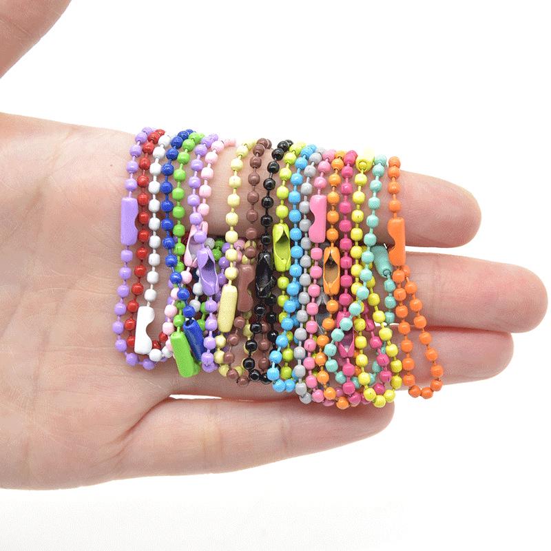 2.4mm Colorful Bead Chain for DIY Jewelry – Painted Iron Wave Chain with Buckle Pendant Connector
