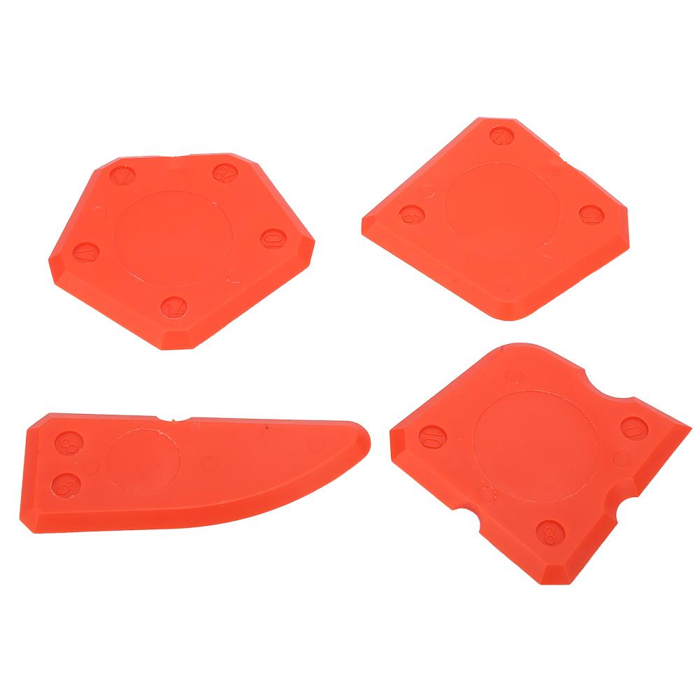 4PCS Caulk Tools Kit Silicone Glass Cement Scraper for Sealant Grout Finishing Sealing (Red)