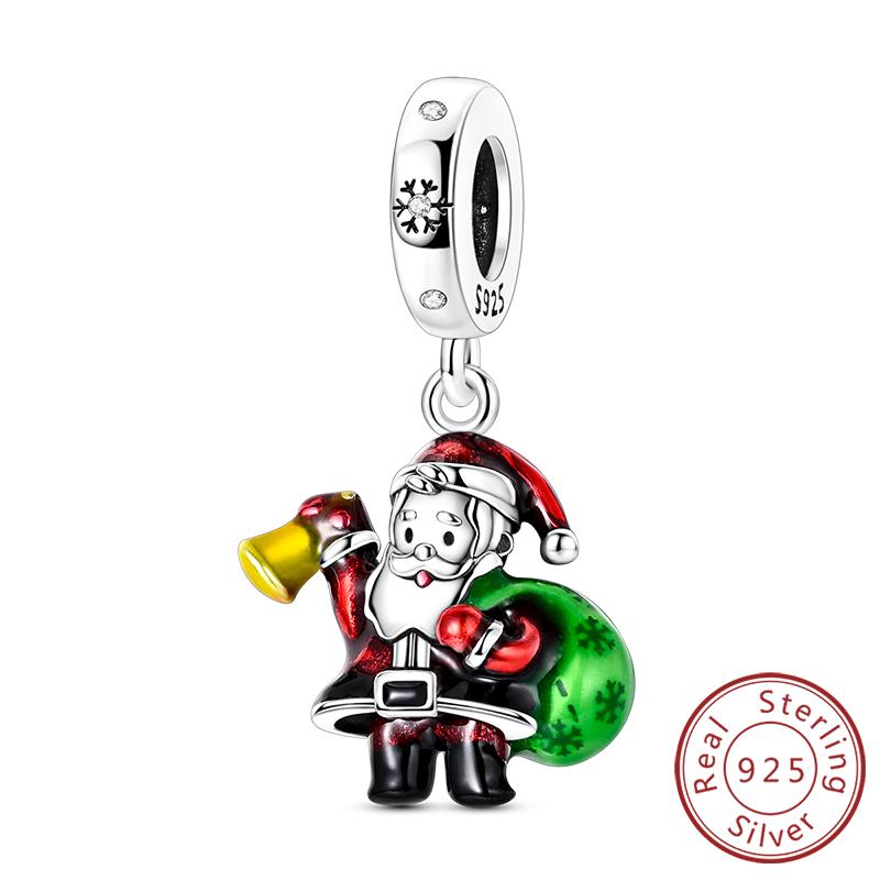 Рождественская серия Шармы Бусины Медь Рождественская елка Снеговик Лось Шарм Подходит для оригинального браслета Подвеска Женские украшения