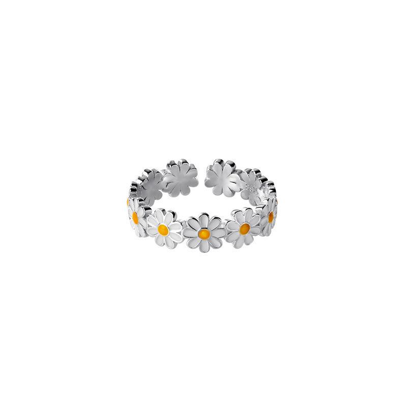 New Style Fresh Daisy Ring with Feminine Temperament, Forest Style Sun Flower Open Mouth Eating Rings