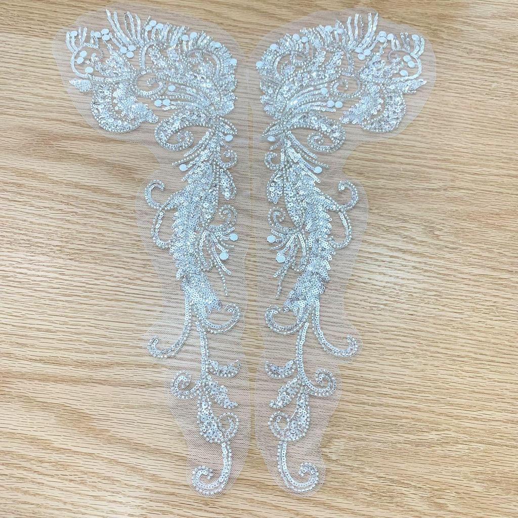 1 пара белых стразов, бисера, цветочная аппликация, хрустальный лиф, ручная работа, цветы, нашивка для ремонта свадебного декора
