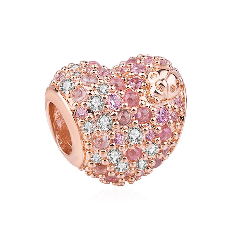 Серия Rose Gold Firefly, Подвеска-ключ, Бусина-компонент, Компонент-бусина, Идеально подходит для оригинального браслета European Authentic, Высококачественные ювелирные изделия